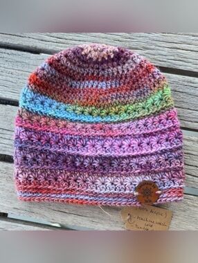 Artisan Handmade Crochet "Flowering Vines" Beanie Hat